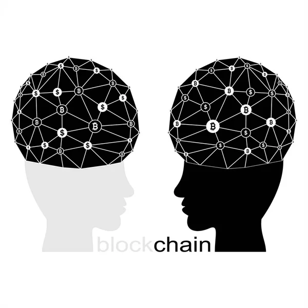 Ilustração Fundo Com Silhueta Homem Rede Blockchain Infográfico Negócios Vetor —  Vetores de Stock