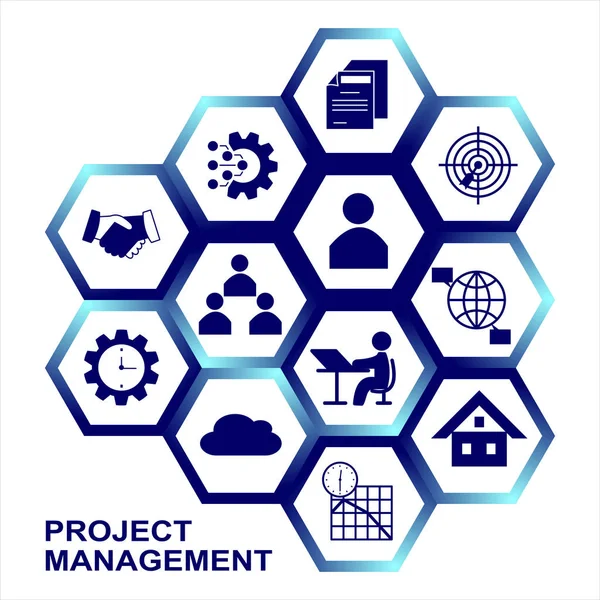 Ilustración Vectorial Del Concepto Empresarial Formas Hexagonales Conectadas — Archivo Imágenes Vectoriales