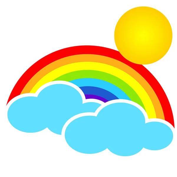 Nube Con Sol Arco Iris Vector Icono Del Tiempo Fondo — Archivo Imágenes Vectoriales