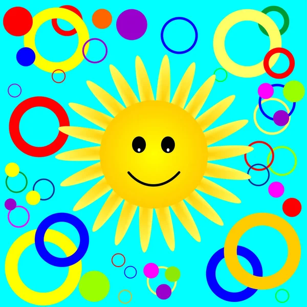 Happy Smiling Sun Pattern Vector Graphic Background — Stock Vector