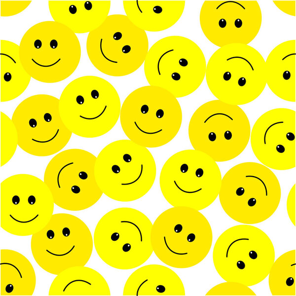 Smile Face Seamless Pattern. Vector Graphic Background.