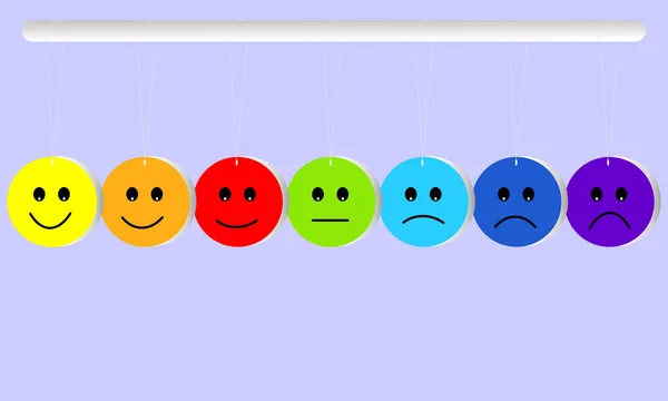 Przyjemnością Wyrażeń Smutną Twarz Uśmiech Kolorów Tęczy Graficzny Ilustracja Wektorowa — Wektor stockowy