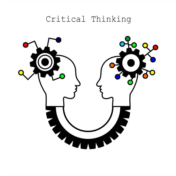 비판적 사고의 상징입니다 모바일 개념입니다 헤드의 프로필입니다 아이콘에 현대적인 디자인 — 스톡 벡터