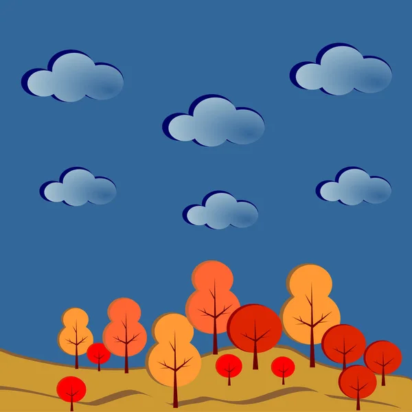 Hösten Landskap Vackra Bakgrunden Tecknade Vektorillustration — Stock vektor