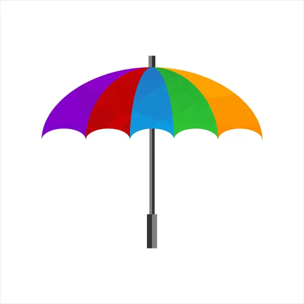 Polygonal Umbrella Icon Rain Protection Symbol Vector Illustration Flat Design — Stock Vector