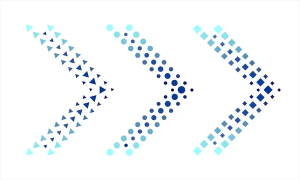 Trois Flèches Composées Cercles Carrés Triangles Avec Effet Nuance Bleue — Image vectorielle