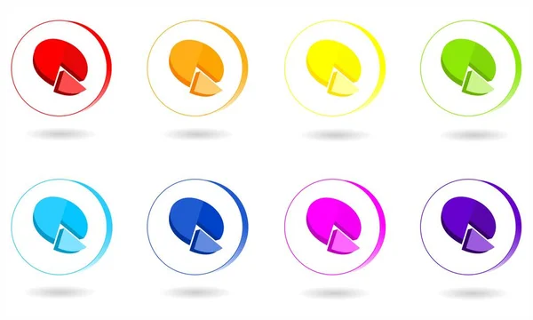 Conjunto Iconos Círculo Con Gráfico Circular Colores Arco Iris Ilustración — Vector de stock