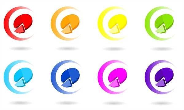 Conjunto Iconos Círculo Con Gráfico Circular Colores Arco Iris Ilustración — Vector de stock