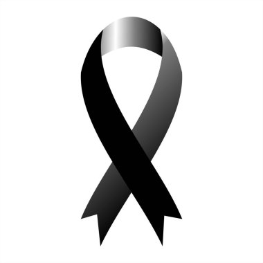 Siyah farkındalık şerit. Yas ve melanom sembolü. Vektör grafik illüstrasyon.