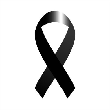 Siyah farkındalık şerit. Yas ve melanom sembolü. Vektör grafik illüstrasyon.