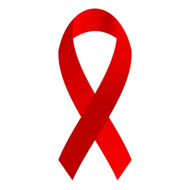 Bilinçlendirme kırmızı kalp şerit yardımcı olur. AIDS sembolü. Vektör grafik illüstrasyon.