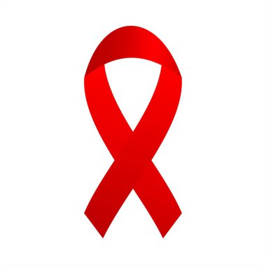 Bilinçlendirme kırmızı kalp şerit yardımcı olur. AIDS sembolü. Vektör grafik illüstrasyon.