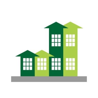 Binaların dış. Düz vektör grafik illüstrasyon.