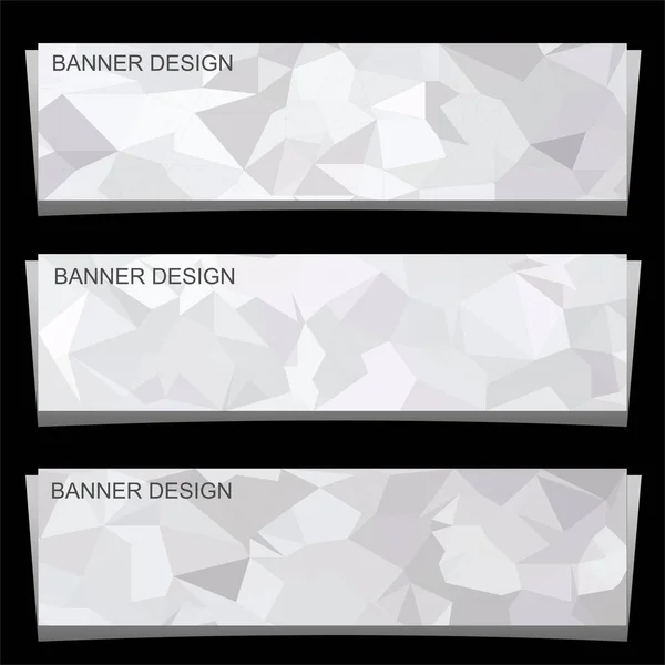 Conjunto Três Banners Modernos Com Fundo Poligonal Ilustração Vetorial Composta — Vetor de Stock