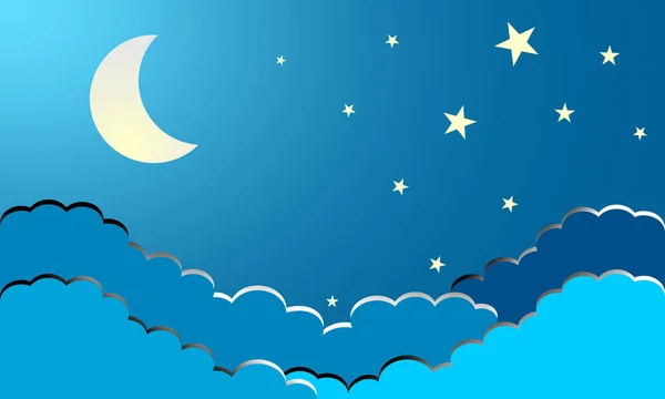 Ay ve yıldız bulutlar. Gece manzarası.