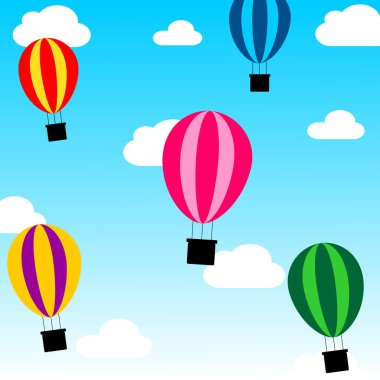sıcak hava balonları mavi gökyüzünde.