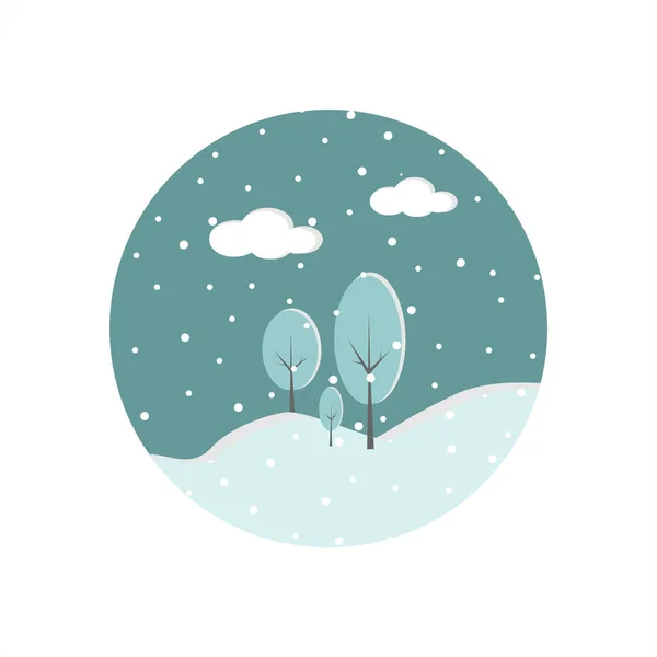 Snow Las Koło Sosen Drzew Góry Zimą Papier Wektor Ilustracja — Wektor stockowy