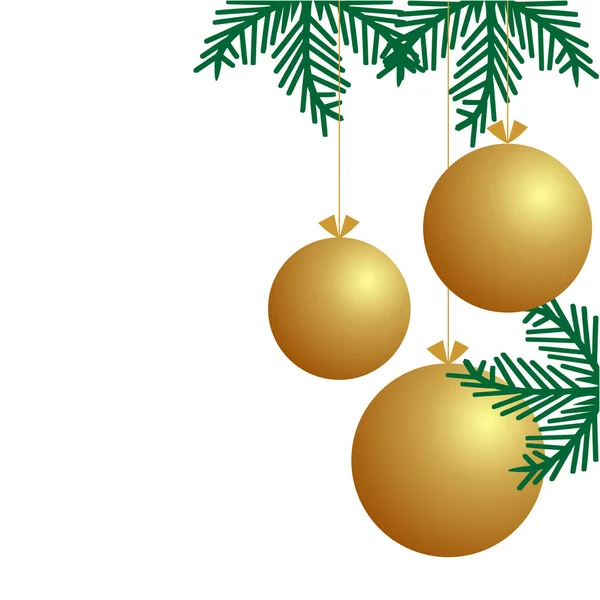 Fondo Navidad Con Bolas Oro Ramas Árbol Navidad — Vector de stock