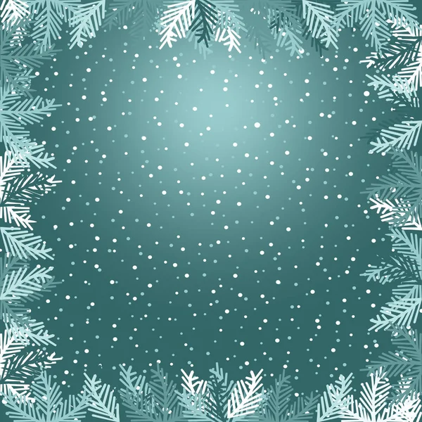 Blauwe Winter Achtergrond Sjabloon Met Kerstboom Takken Vector Grafische Patroon — Stockvector