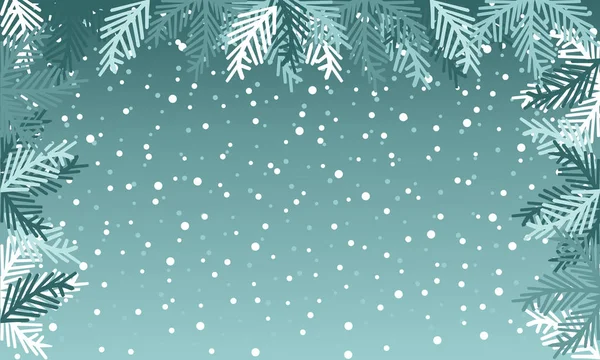 Fondo Azul Invierno Plantilla Con Ramas Árbol Navidad Patrón Gráfico — Archivo Imágenes Vectoriales