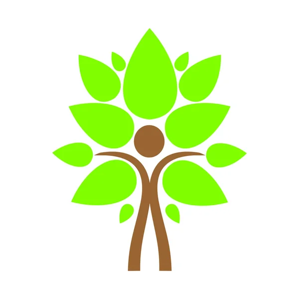Soyut Insan Ağaç Yaprak Vektör Grafik Tasarım Şablonu — Stok Vektör