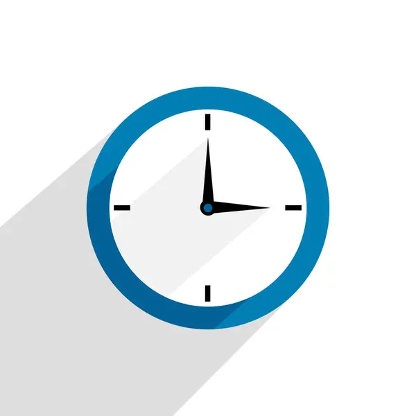 Horloge Murale Icône Avec Ombre Longue Sur Fond Blanc — Image vectorielle