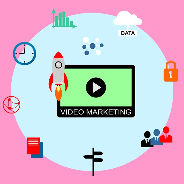 Obsah Video Marketing Koncept Plochý Design Vektor — Stockový vektor