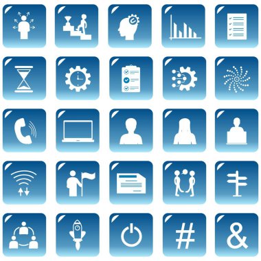 Web simgeler veya düğmeleri mavi renk ayarlayın. Vektör grafik illüstrasyon.