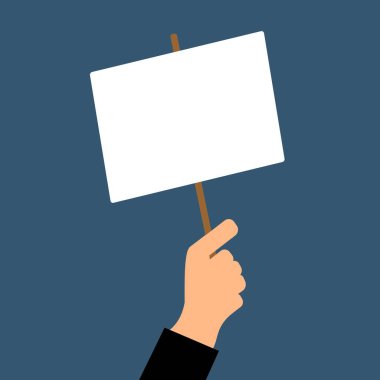 Hand hold a board for advertising or a messages. Vector graphic illustration.