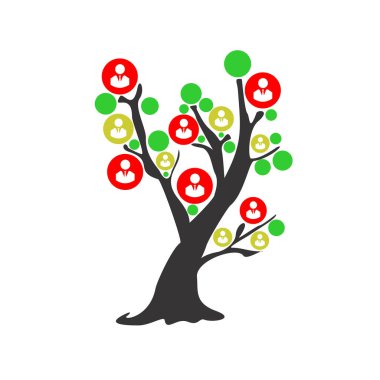 İnsanlar ya da işadamı simgeleri ile soyut ağacı. İş şablon veya duvar kağıdı için uygundur..