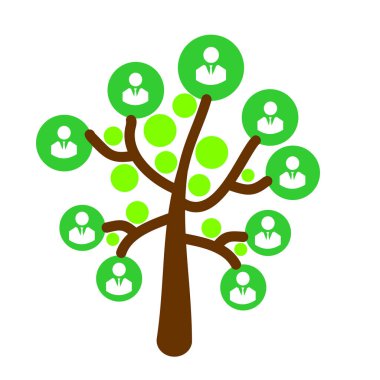 İnsanlar ya da işadamı simgeleri ile soyut ağacı. İş şablon veya duvar kağıdı için uygundur..