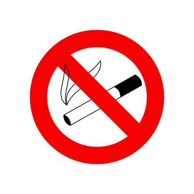 Sigara yok. Sigara yasağı sembolü beyaz arka plan üzerinde. Düz grafik illüstrasyon vektör.