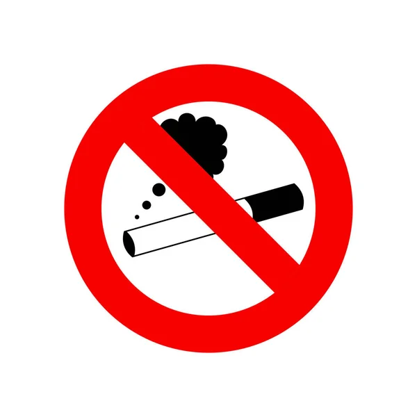 Geen Teken Van Roken Roken Verbod Symbool Witte Achtergrond Plat — Stockvector