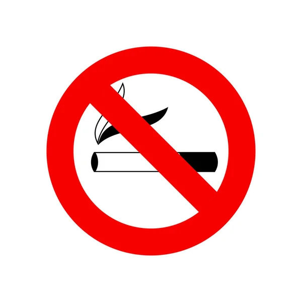 Geen Teken Van Roken Roken Verbod Symbool Witte Achtergrond Plat — Stockvector