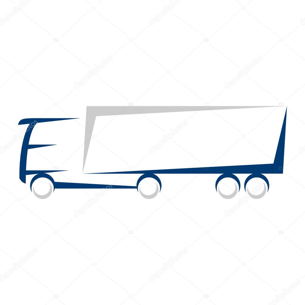 A truck suitable for the sign, icon, background or template. Flat design. Vector graphic illustration.