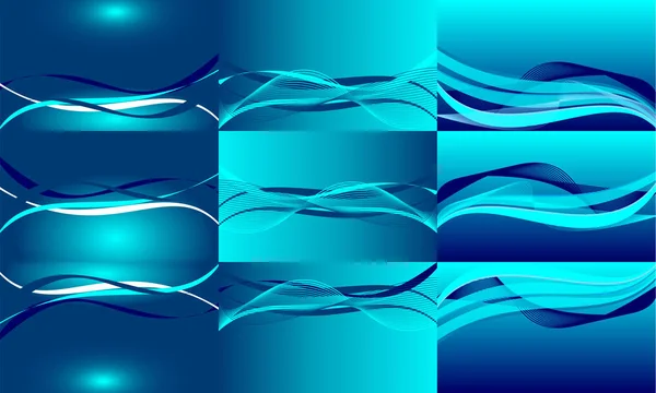 Nastavit Abstraktní Vlny Modrém Pozadí Vhodné Pro Šablonu Nebo Tapetu — Stockový vektor