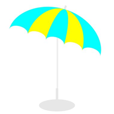 Plaj şemsiye veya şemsiye birlikte. Vektör grafik illüstrasyon. Düz tasarım. 