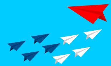 Yön - iş arka plan vektör çizim değiştirin. Uçak yön değiştiriyor. Yeni fikir, değişiklik, eğilim, cesaret, yaratıcı çözüm, yenilik ve benzersiz bir şekilde kavramı.