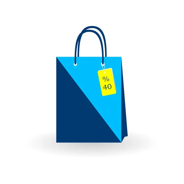 Shopping Bag Con Etichetta Del Cento Design Piatto Illustrazione Grafica — Vettoriale Stock
