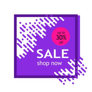 Satış afiş şablonu tasarımı. Büyük satış, özel teklif, indirimler, %30'a varan indirim. Vektör çizimi