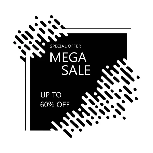Mega Prodejní Prapor Návrh Černobílého Návrhu Šablony Velký Prodej Speciální — Stockový vektor