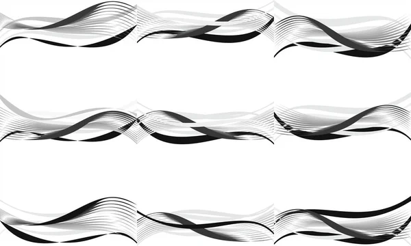 Définir Des Vagues Abstraites Sur Fond Noir Blanc Adapté Pour — Image vectorielle