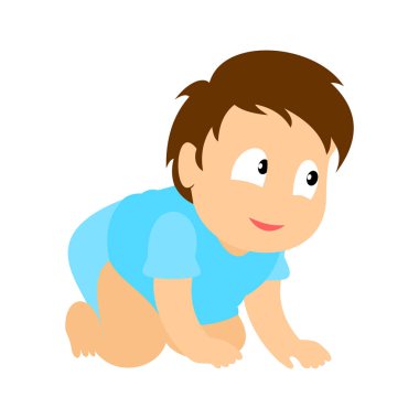Mutlu bir çocuk sürünüyor. Bebek erkek vektör illüstrasyon. Düz tasarım.