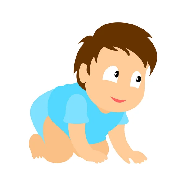 Happy Boy Crawling Baby Boy Vector Illustration Flat Design — Stock Vector