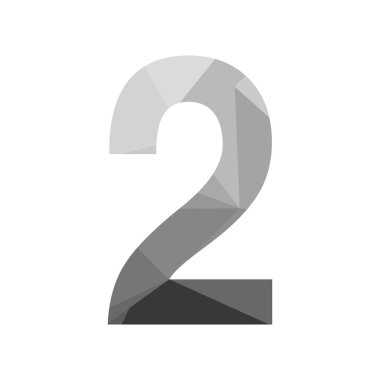 Gri vektör Çokgen iki sayı yazı tipi uzun gölge. Düz tasarım düşük Poly Illustration.