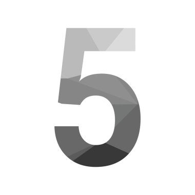 Gri vektör Çokgen beş sayı yazı tipi uzun gölge. Düz tasarım düşük Poly Illustration.