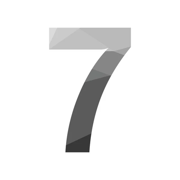 長い影を持つ灰色のベクトルポリゴン7番号フォント フラットデザインの低ポリイラスト — ストックベクタ