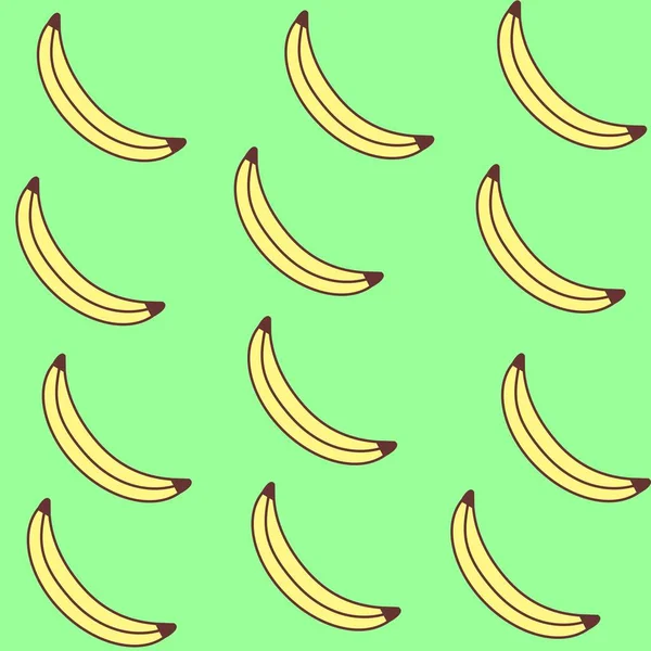 Nahtloser Grüner Hintergrund Mit Bananen Vektor Illustration Design Für Grußkarte — Stockvektor