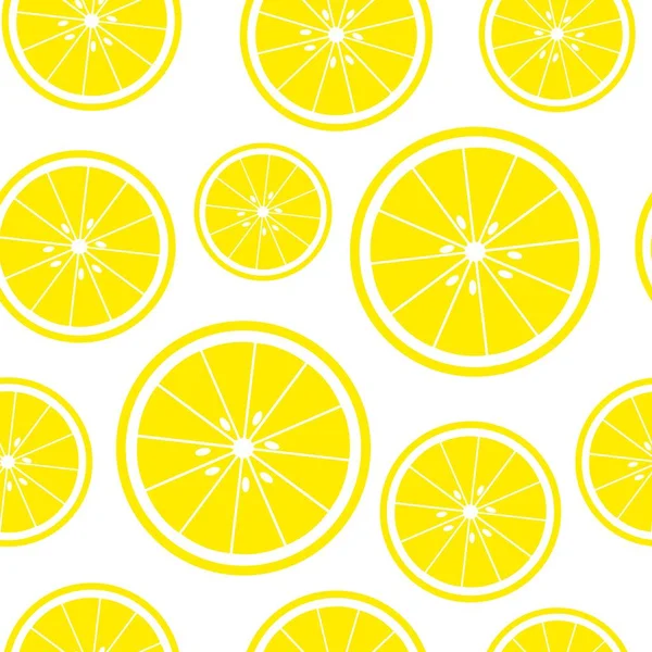 Nahtloser Weißer Hintergrund Mit Zitronenscheiben Vektor Illustration Design Für Grußkarte — Stockvektor