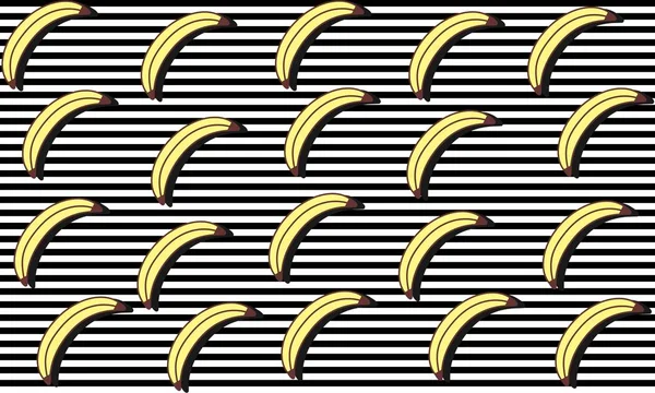 Fundo Sem Costura Com Listras Bananas Com Sombra Escura Design —  Vetores de Stock